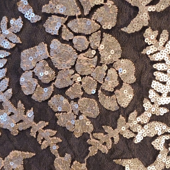 Tadashi Shoji Dir Black Metallic Embroidery Sequin Sheer Illusion Dress NWT 20Q - Picture 9 of 16